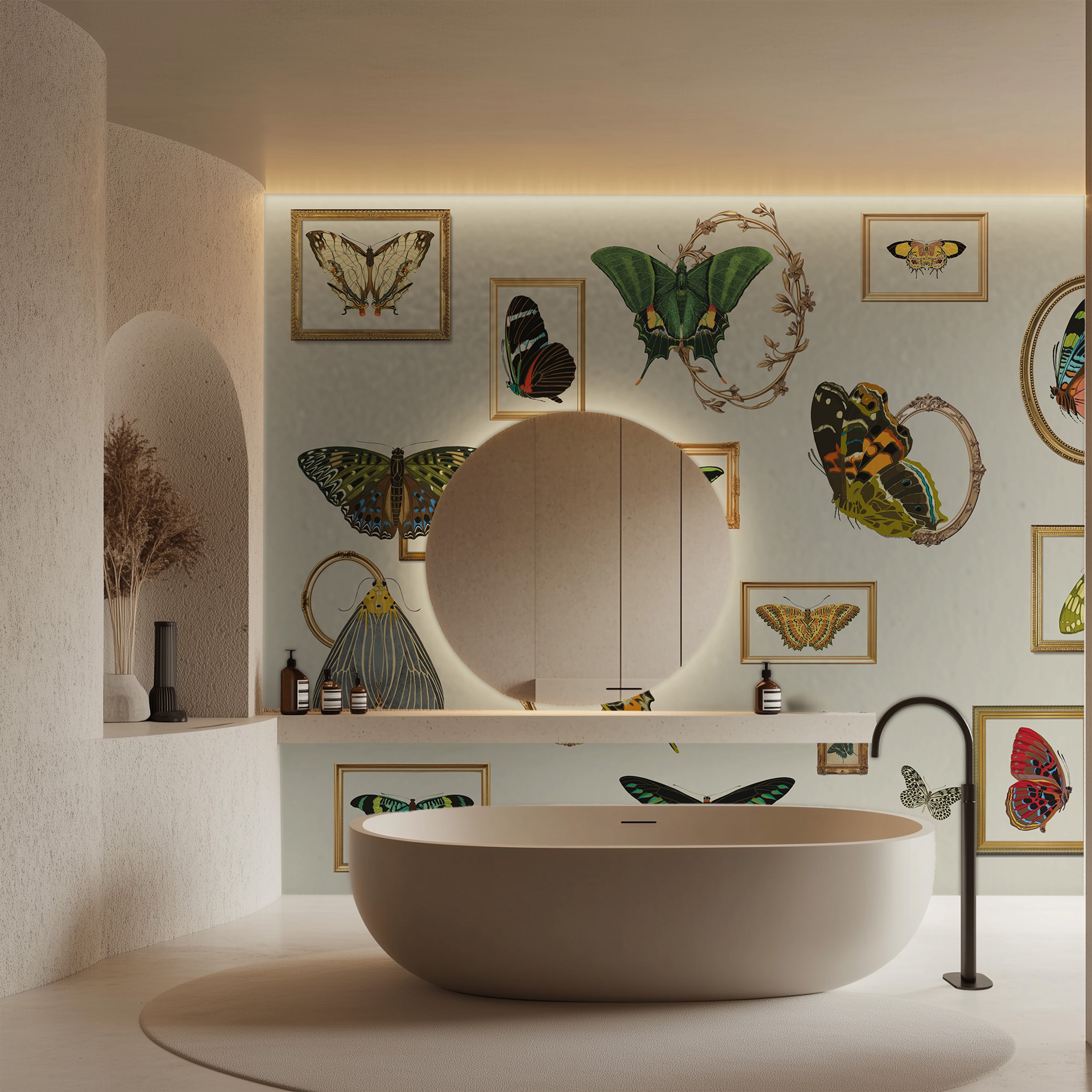 Museum Wall – Ivory Gallery Art Deco butterfly wall mural – design pattern close-up