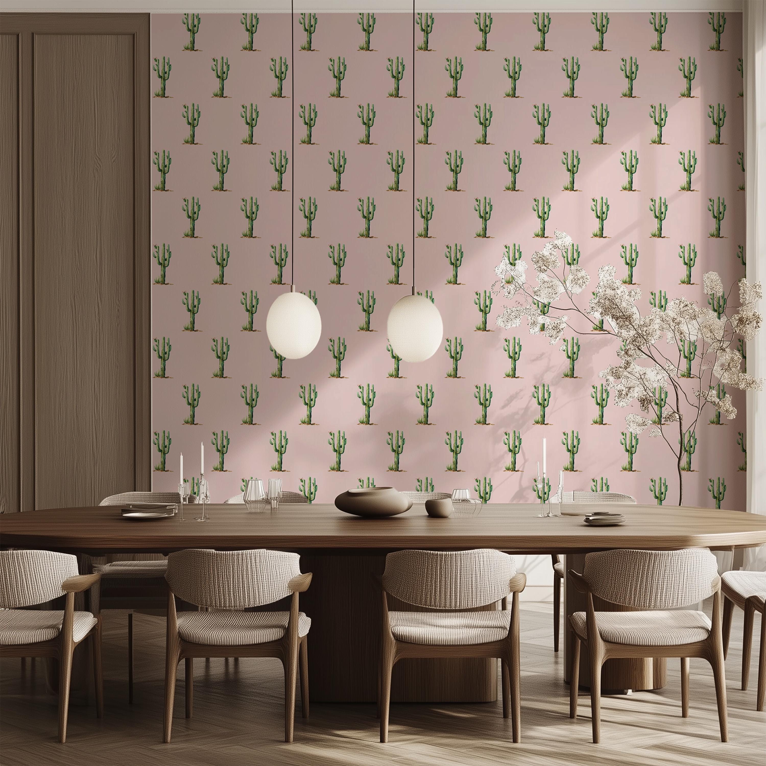 Cactus Garden botanical wallpaper – design pattern close-up