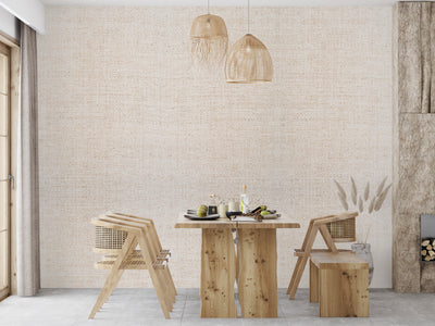 Artisan Weave textured grasscloth wallcovering styled in a modern interior