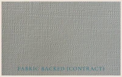 Textured gray fabric sample with 'Fabric Backed (Contract)' text