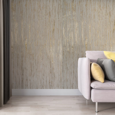 Golden Reeds textured grasscloth wallcovering styled in a modern interior