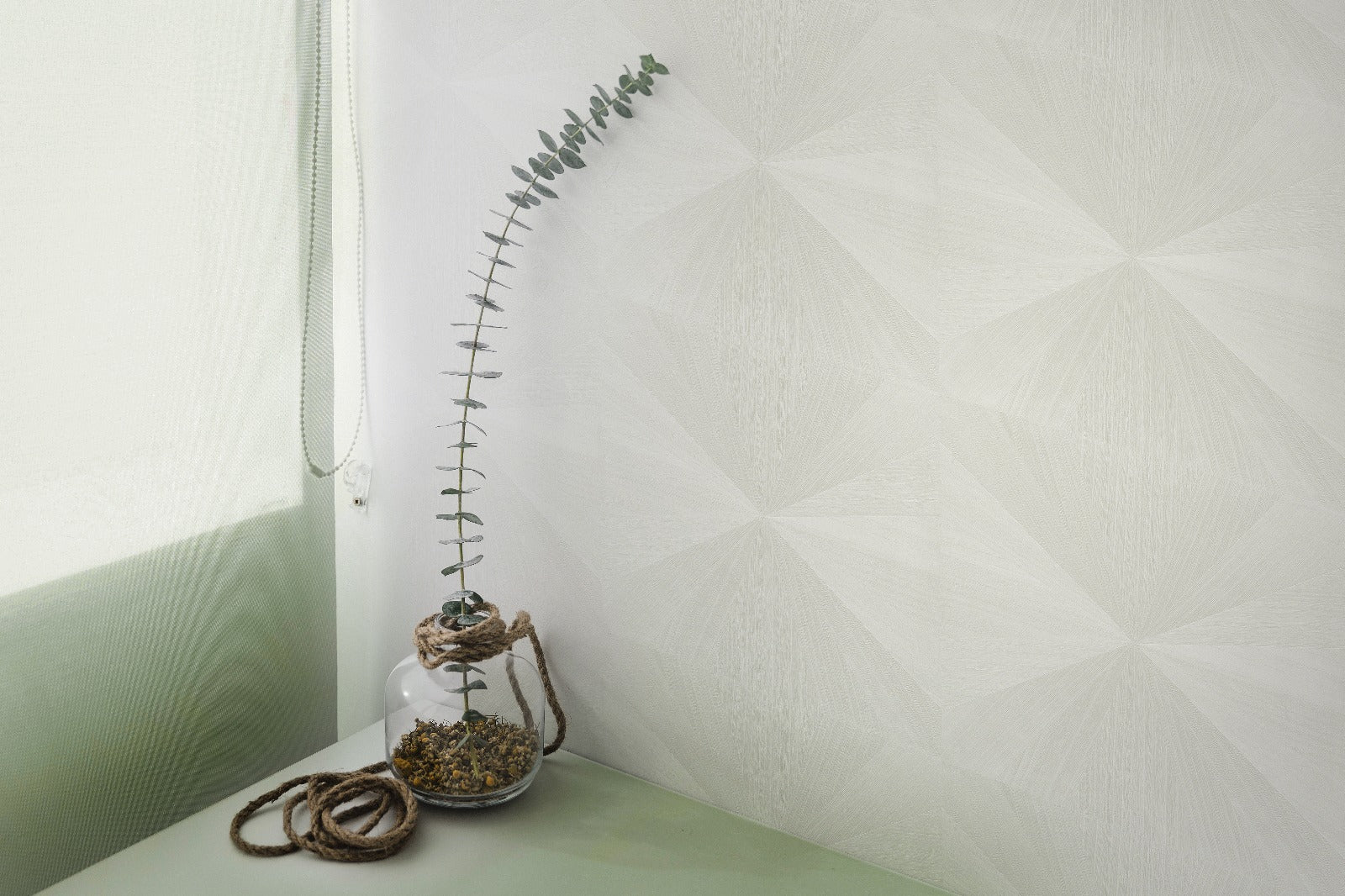 Ivory Grid wood-effect wall panel styled in a modern interior