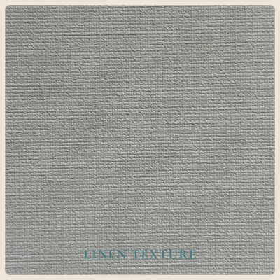 A square fabric texture swatch showing a woven linen-like material in a light gray color, with the words 'LINEN TEXTURE' printed in blue at the bottom.