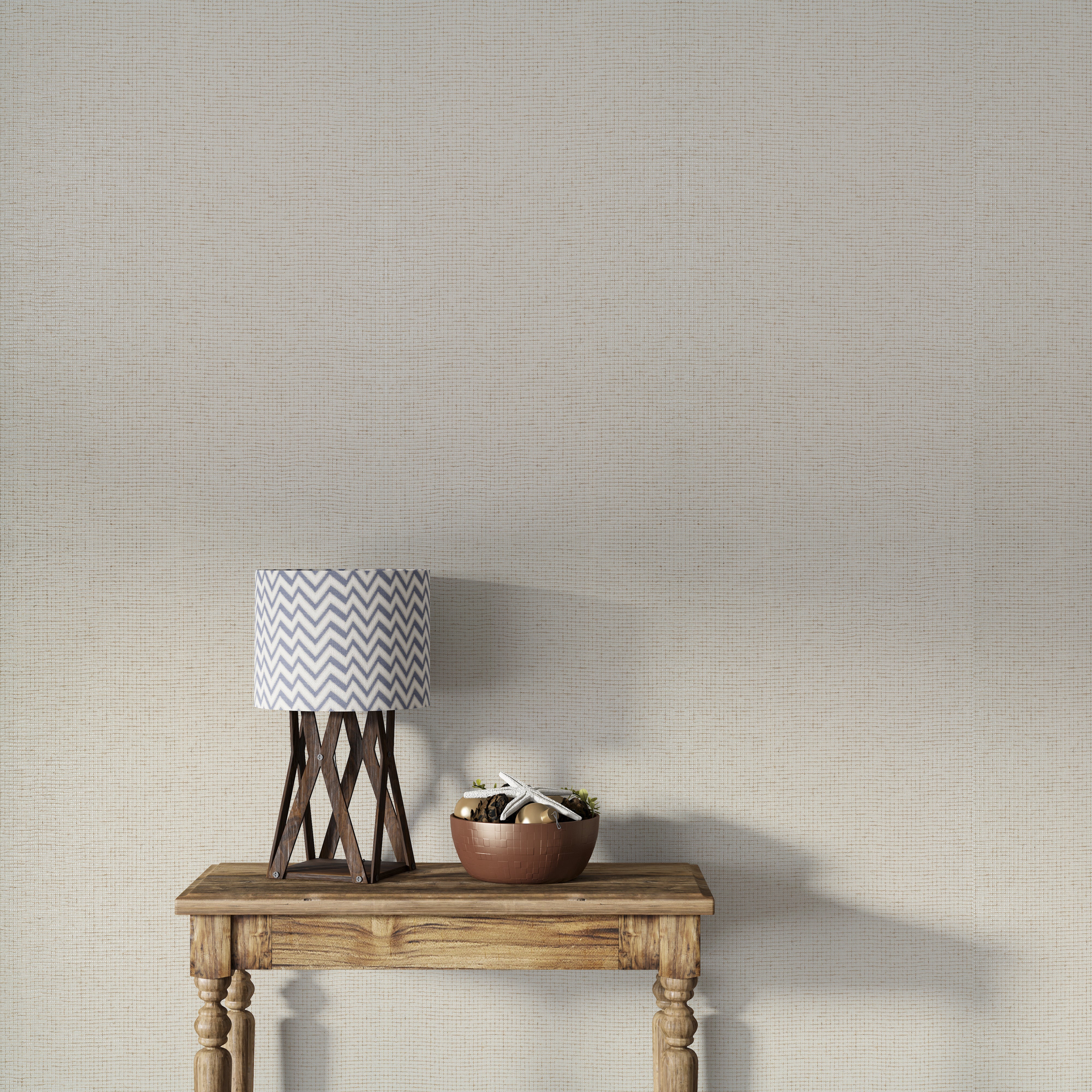 Linen Whisper textured grasscloth wallcovering styled in a modern interior