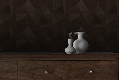 Midnight Grain wood-effect wall panel styled in a modern interior