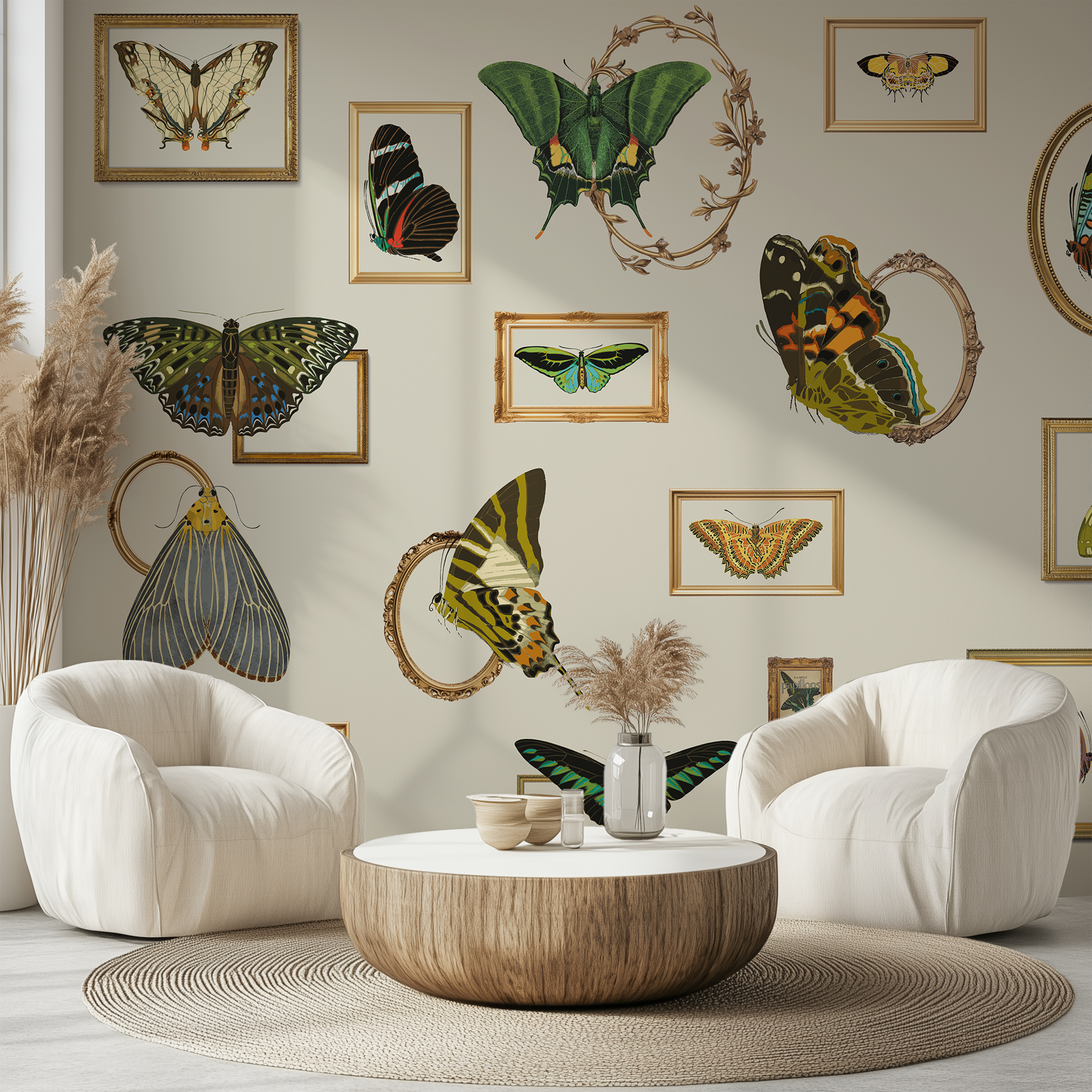 Museum Wall – Ivory Gallery Art Deco butterfly wall mural styled in a modern interior