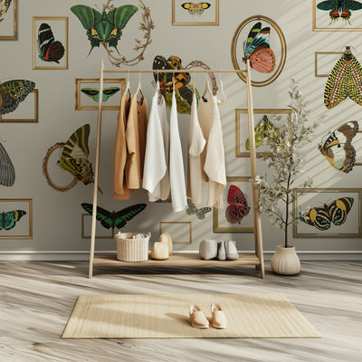 Museum Wall – Ivory Gallery Art Deco butterfly wall mural – shown as a full-wall feature