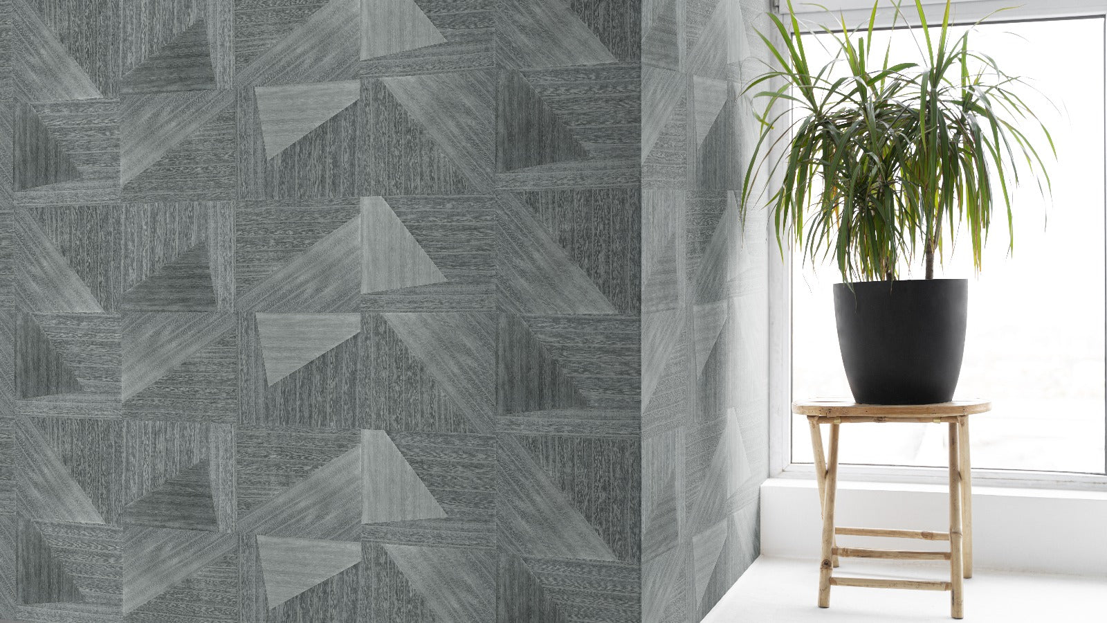 Nordic Grid wood-effect wall panel styled in a modern interior