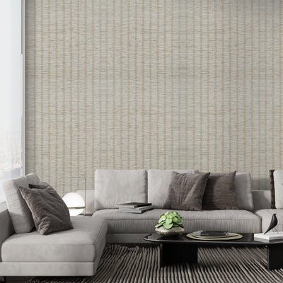 Reed Column textured grasscloth wallcovering styled in a modern interior