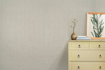 Serene Grain textured grasscloth wallcovering styled in a modern interior