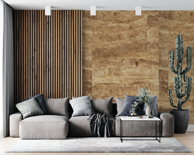 Terra Marble textured grasscloth wallcovering styled in a modern interior