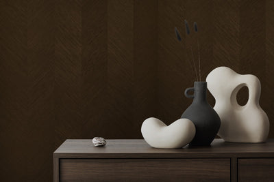 Velvet Ember wood-effect wall panel styled in a modern interior