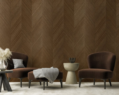 Walnut Crest wood-effect wall panel styled in a modern interior