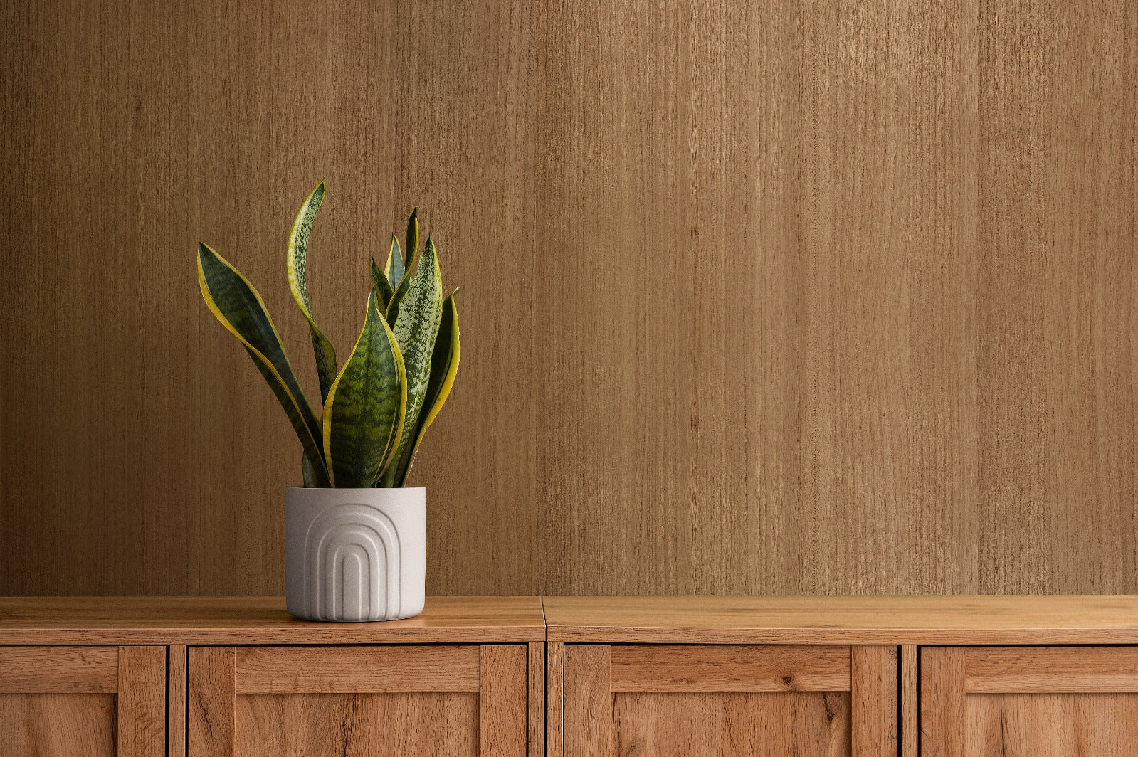 Whisper Oak wood-effect wall panel styled in a modern interior