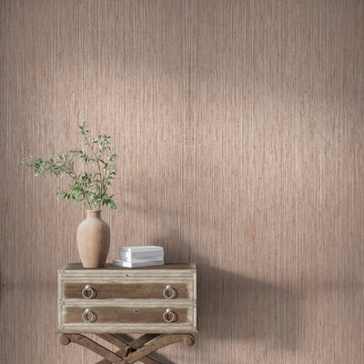 Zen Vertical textured grasscloth wallcovering styled in a modern interior