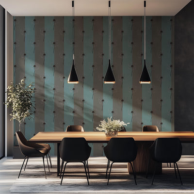 Dandelion Reverie - Mist Blue botanical wallpaper – wall design detail