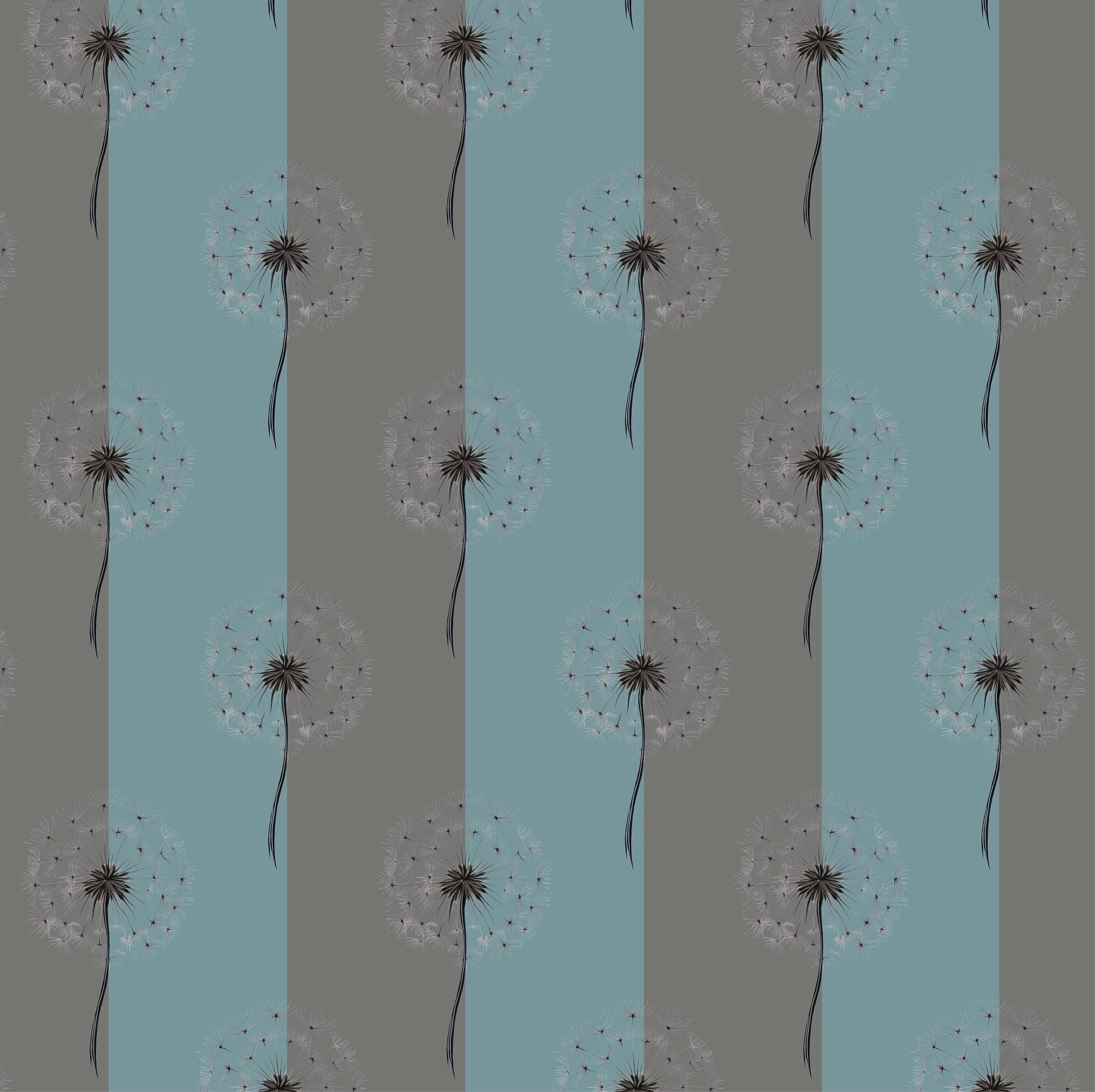 Dandelion Reverie - Mist Blue botanical wallpaper – design pattern close-up
