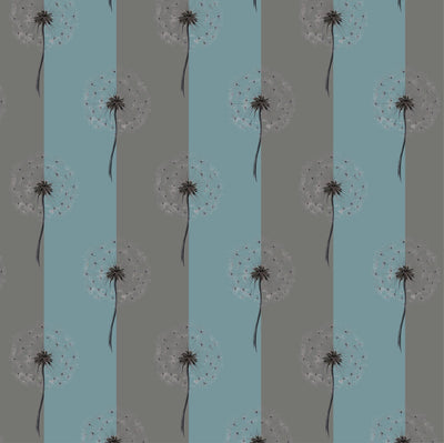 Dandelion Reverie - Mist Blue botanical wallpaper – design pattern close-up