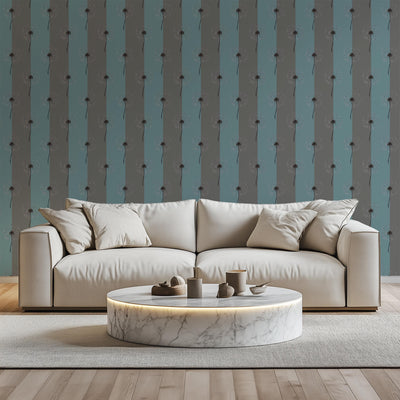 Dandelion Reverie - Mist Blue botanical wallpaper – in a contemporary room setting