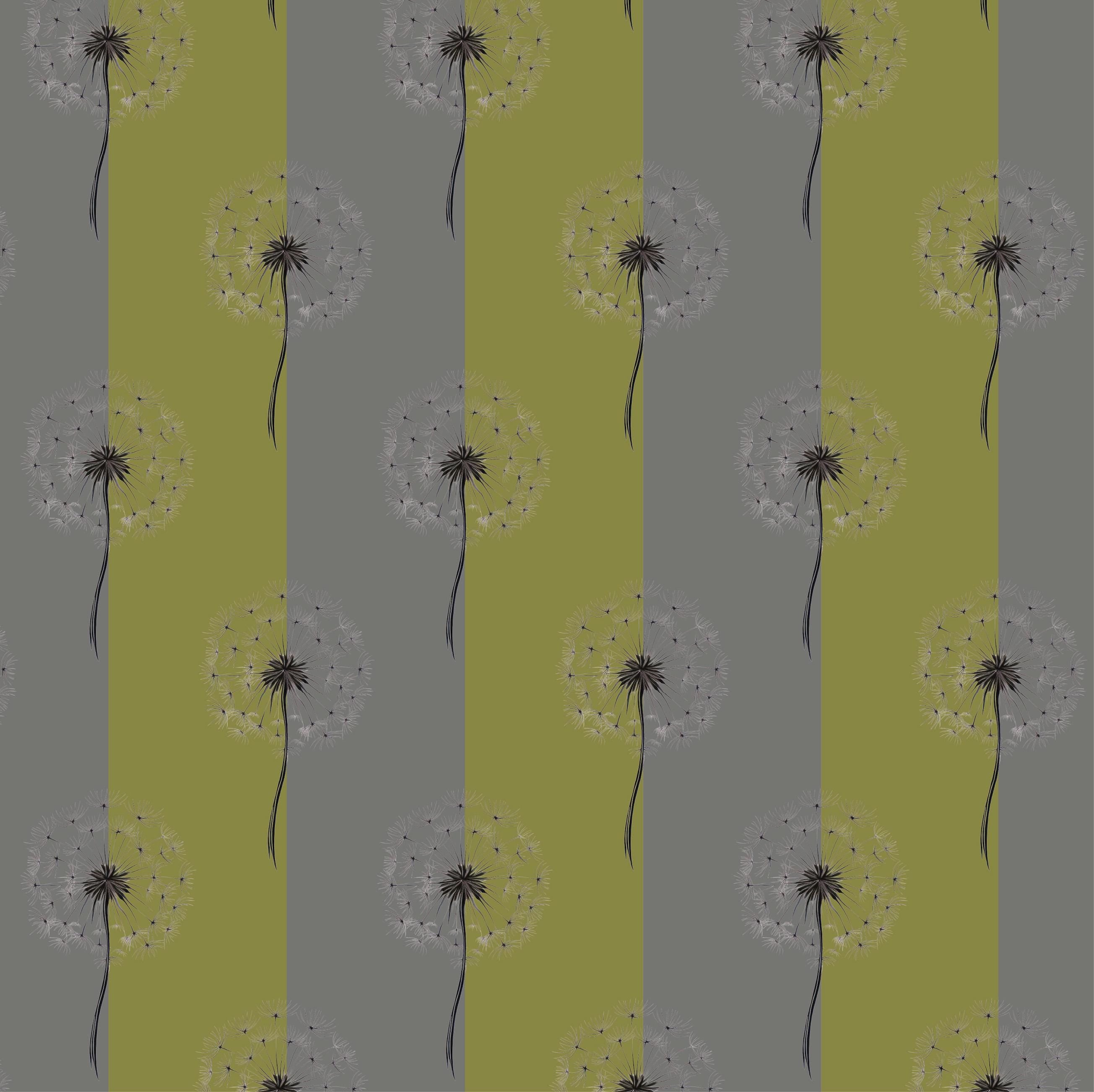 Dandelion Reverie - Olive Meadow botanical wallpaper – design pattern close-up