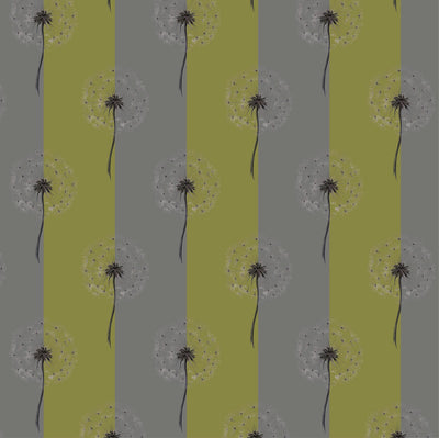 Dandelion Reverie - Olive Meadow botanical wallpaper – design pattern close-up